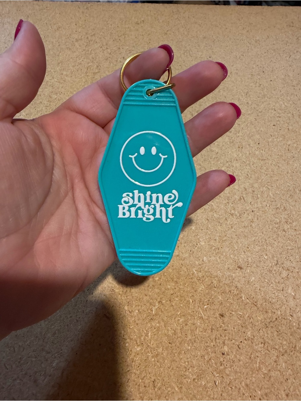 Shine Bright Teal Smiley Keychain